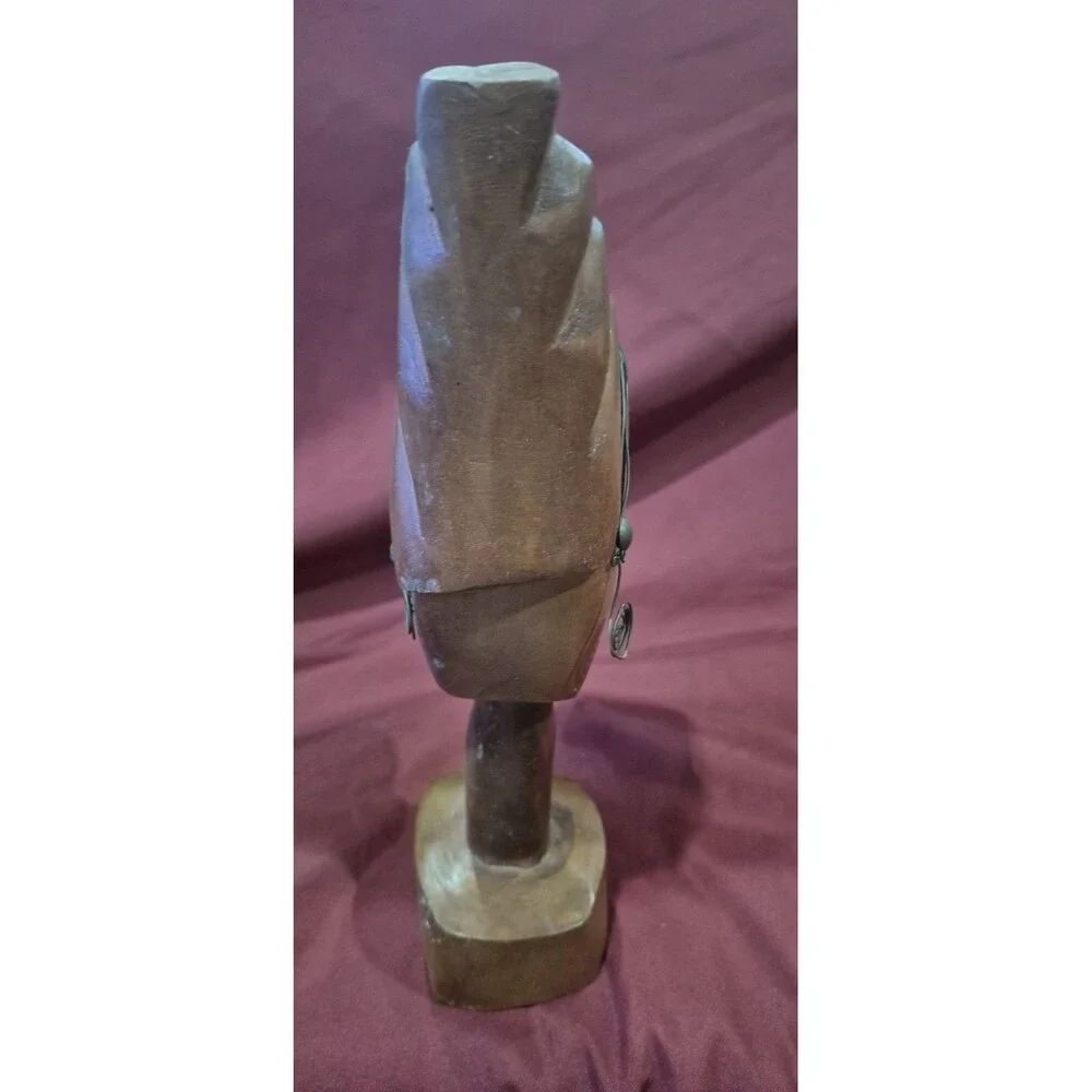 Vintage African Zulu Style Carved Wood Female Figurine Bust Sculpture 9.5